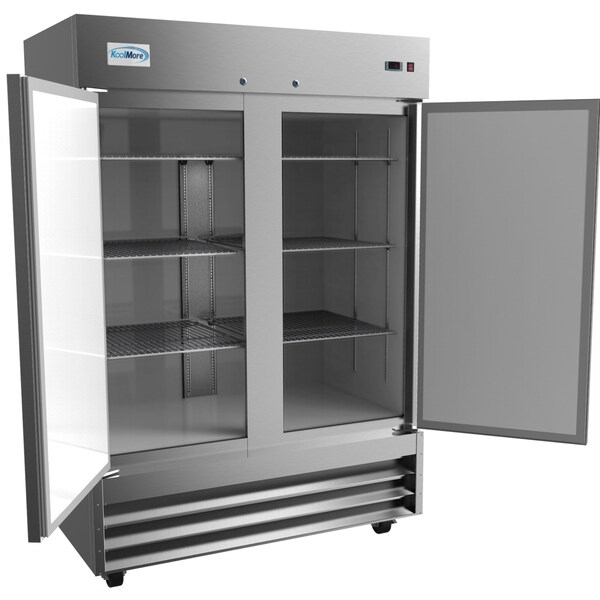 Koolmore 54" 2 Door Stainless Steel Commercial Reach-In Refrigerator Cooler  - 47 cu. ft - RIR-2D-SS
