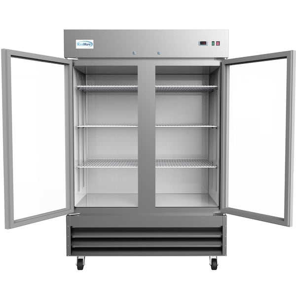 Koolmore 54" 2 Glass Door Commercial Reach-in Refrigerator Cooler with LED Lighting - 47 cu. Ft - RIR-2D-GD
