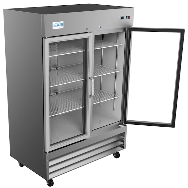 Koolmore 54" 2 Glass Door Commercial Reach-in Refrigerator Cooler with LED Lighting - 47 cu. Ft - RIR-2D-GD