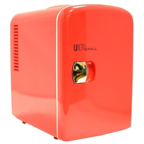 Uber Appliance Uber Appliance UB-CH1-RED Chill 6 Can Retro Personal Mini Fridge for Bedroom; Office or Dorm - Red - UB-CH1-RED