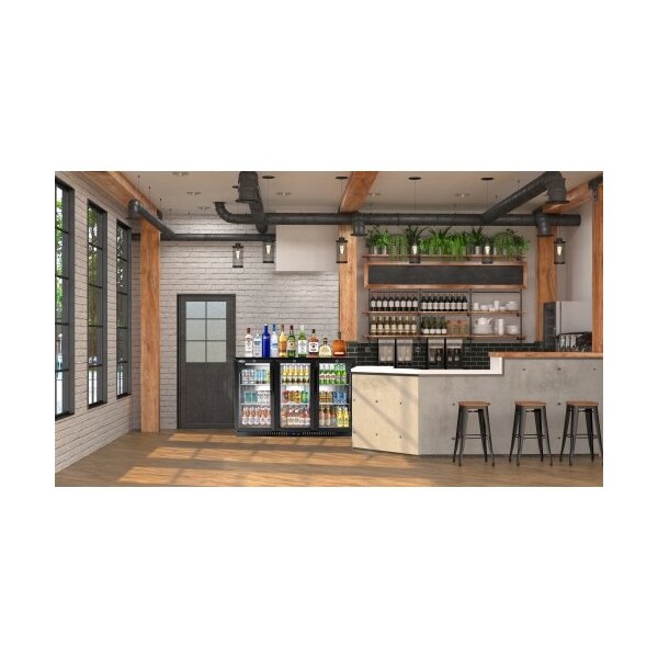 Koolmore 3 Door Back Bar Cooler Counter Height Glass Door Refrigerator with LED Lighting - 11 cu.ft, Black - BC-3DSW-BK