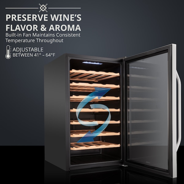 Ivation 51-Bottle Compressor Freestanding Wine Cooler Refrigerator - Stainless Steel - IVFWCC511WSS