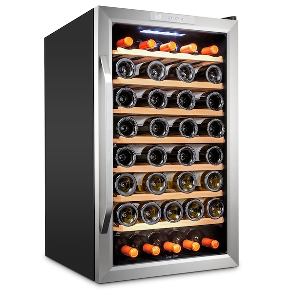 Ivation 51-Bottle Compressor Freestanding Wine Cooler Refrigerator - Stainless Steel - IVFWCC511WSS