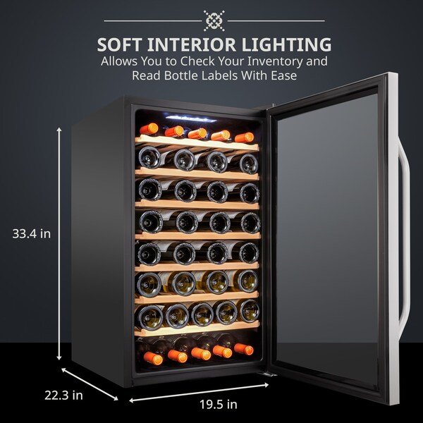 Ivation 51-Bottle Compressor Freestanding Wine Cooler Refrigerator - Stainless Steel - IVFWCC511WSS