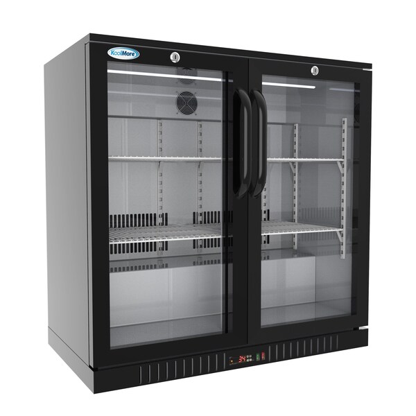 Koolmore 2 Door Back Bar Cooler  Counter Height Glass Door Refrigerator with LED Lighting - 7.4 cu.ft., Black - BC-2DSW-BK