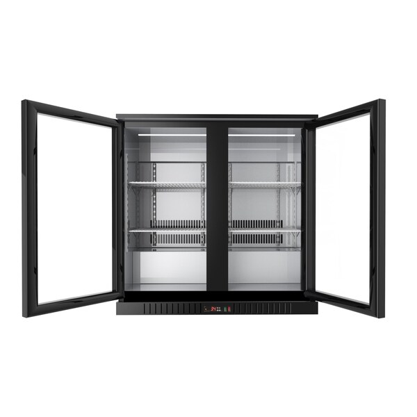 Koolmore 2 Door Back Bar Cooler  Counter Height Glass Door Refrigerator with LED Lighting - 7.4 cu.ft., Black - BC-2DSW-BK
