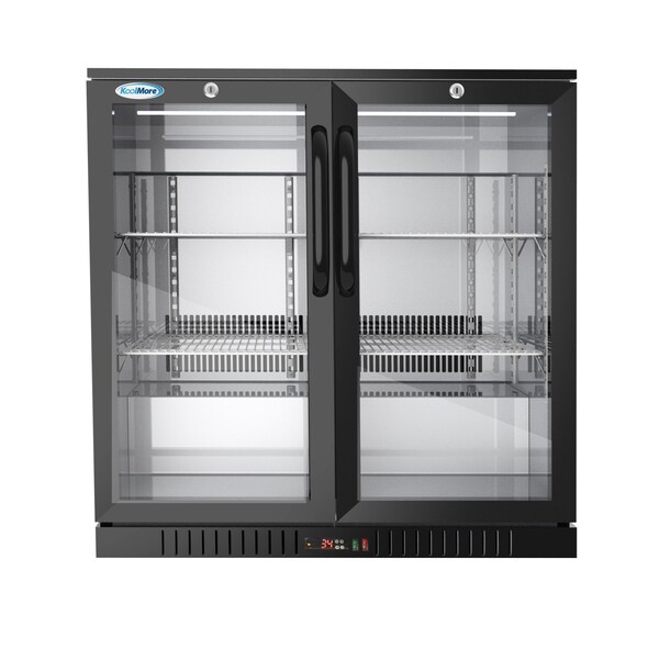 Koolmore 2 Door Back Bar Cooler  Counter Height Glass Door Refrigerator with LED Lighting - 7.4 cu.ft., Black - BC-2DSW-BK