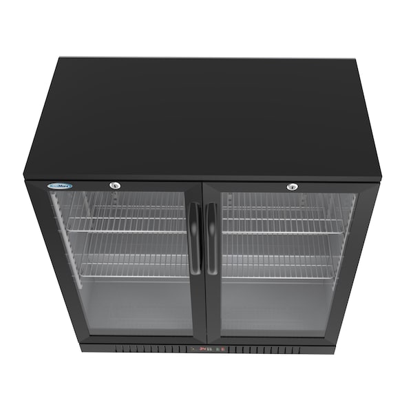 Koolmore 2 Door Back Bar Cooler  Counter Height Glass Door Refrigerator with LED Lighting - 7.4 cu.ft., Black - BC-2DSW-BK