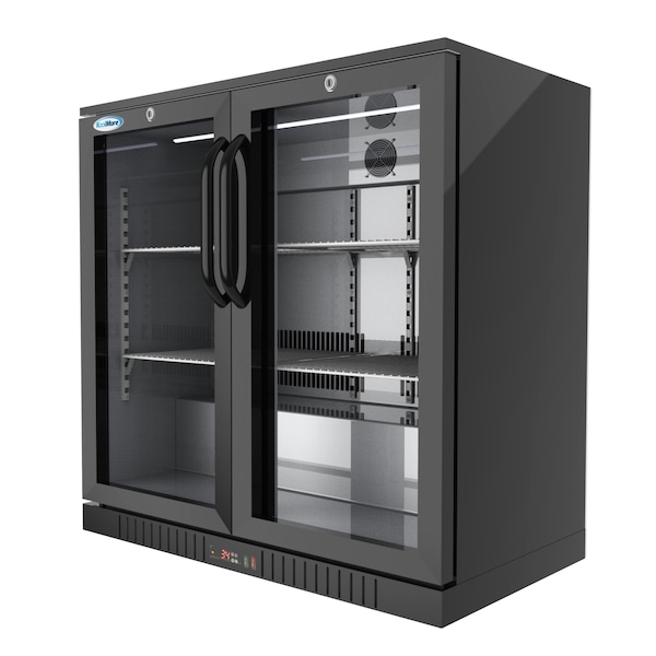 Koolmore 2 Door Back Bar Cooler  Counter Height Glass Door Refrigerator with LED Lighting - 7.4 cu.ft., Black - BC-2DSW-BK