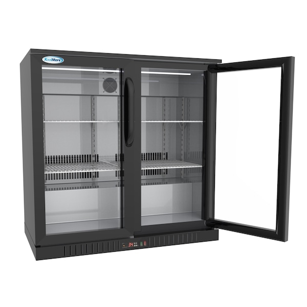Koolmore 2 Door Back Bar Cooler  Counter Height Glass Door Refrigerator with LED Lighting - 7.4 cu.ft., Black - BC-2DSW-BK