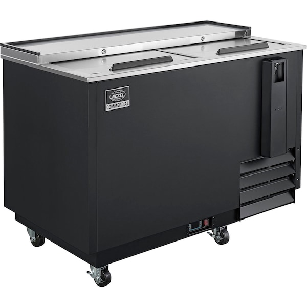 Global Industrial Nexel Horizonal Bottle Cooler, 2 Sliding Lids, 12.7 Cu. Ft., Black - 243101