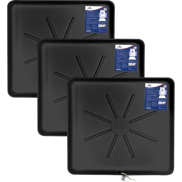 American Built Pro Washing Machine Pan, 30 in x 28 in Plastic Black Predrilled wDrain Hose Adapter, 3PK - WMSP-BDrl P3