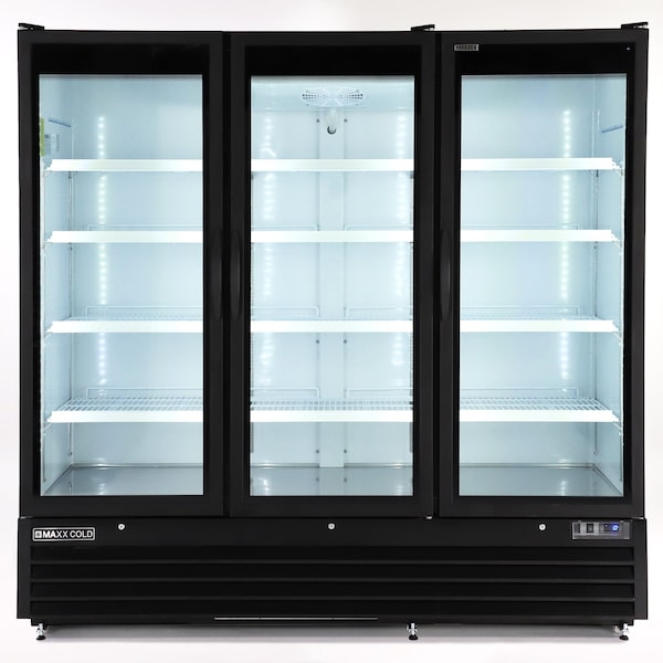 Maxx Cold Triple Glass Door Merchandiser Freezer, Large, 81 in.W, 73 cu. ft., in Black - MXGDM-73FBHC