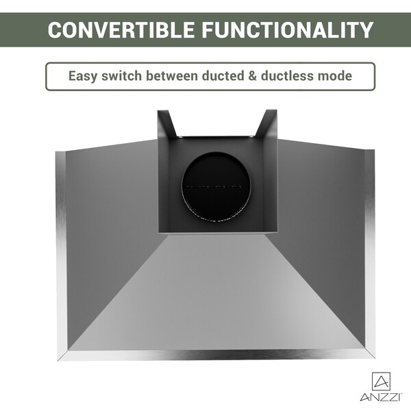 Anzzi 30-Inch Wall-mounted stainless steel-finished convertible range hood with aluminum filter - RH-AZ0576ESS