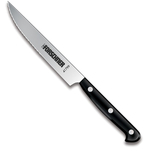 Swiss Army Brands 41799 Kitchen Black Steak - Serrated, 5In Full Tang, Pointed, Instampedin Forschner Blade - VIC-7.6029.4