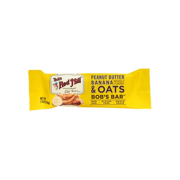 Barra de mantequilla de cacahuate, plátano y avena de Bob's Red Mill de 1.76 oz, paquete con 144 barras - 7037R1212
