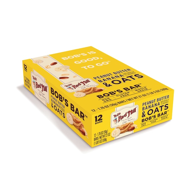 Barra de mantequilla de cacahuate, plátano y avena de Bob's Red Mill de 1.76 oz, paquete con 144 barras - 7037R1212