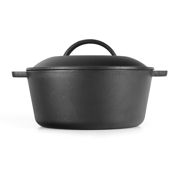 Commercial Chef 5 Quart Cast Iron Dutch Oven with Dome Lid & Handles, Preseasoned - CHFL545