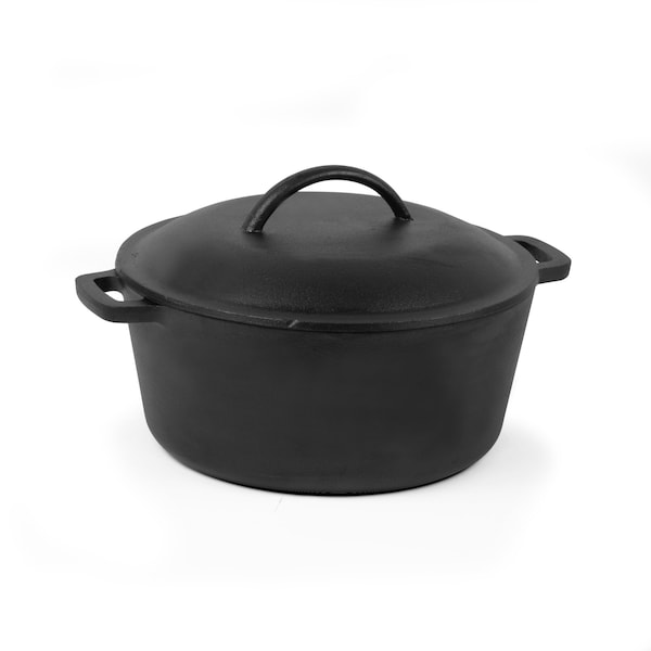 Commercial Chef 5 Quart Cast Iron Dutch Oven with Dome Lid & Handles, Preseasoned - CHFL545