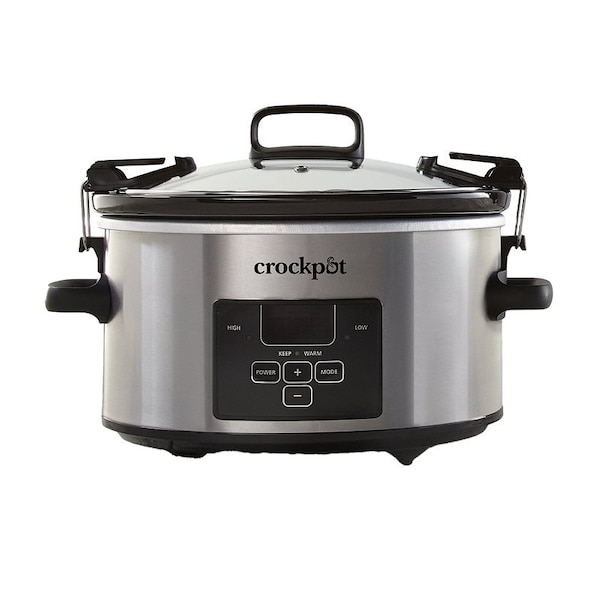 Mr. Coffee Crock-Pot Cook and Carry Slow Cooker, 4 qt Capacity, Digital Control, Stainless Steel - 2122615