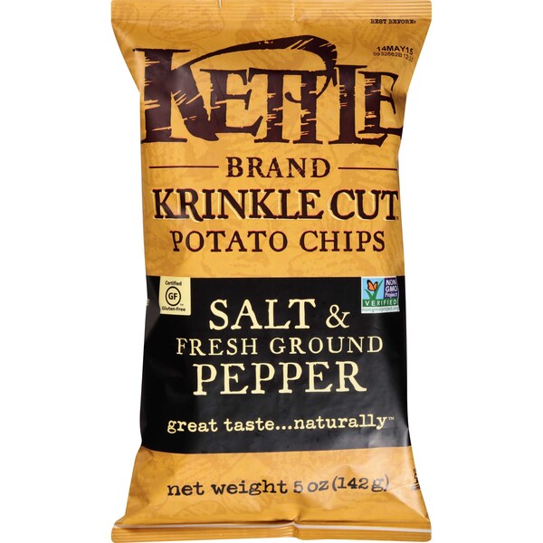 Kettle Foods Papitas de Papa Kettle Krinkle con Sal y Pimienta 5 oz., Paquete de 8 - 109447