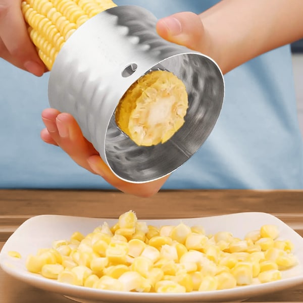 1947Kitchen Stainless Steel Quick Corn Cob Cutter And Peeling Ring, 2PK - TI-LEOCSP-2PK