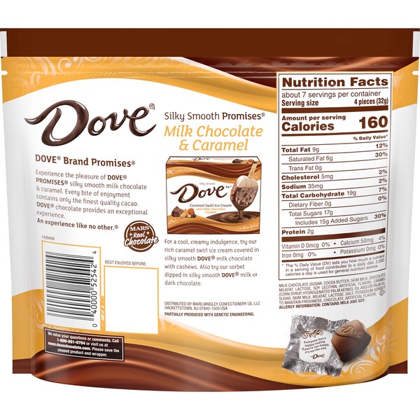 Chocolate Dove Promesas de Caramelo con chocolate con leche en bolsa de pie de 7.61 oz., paquete de 8 - 361573
