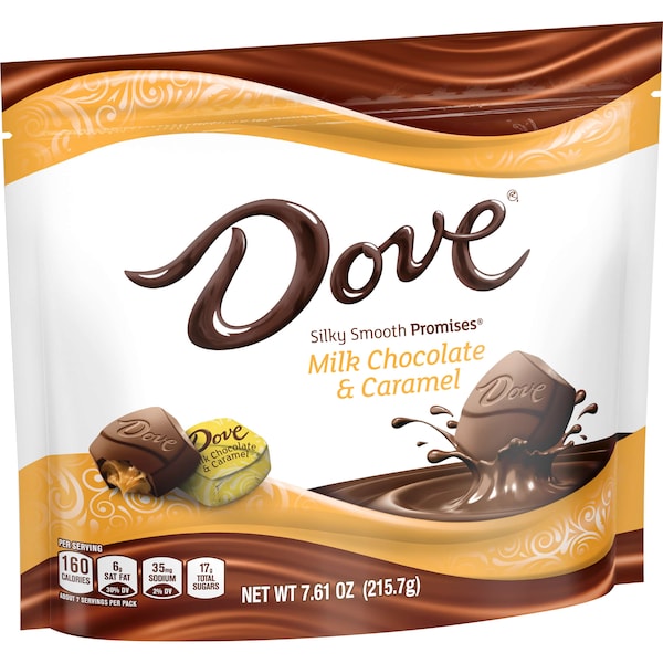Chocolate Dove Promesas de Caramelo con chocolate con leche en bolsa de pie de 7.61 oz., paquete de 8 - 361573