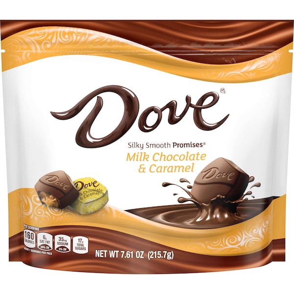 Chocolate Dove Promesas de Caramelo con chocolate con leche en bolsa de pie de 7.61 oz., paquete de 8 - 361573
