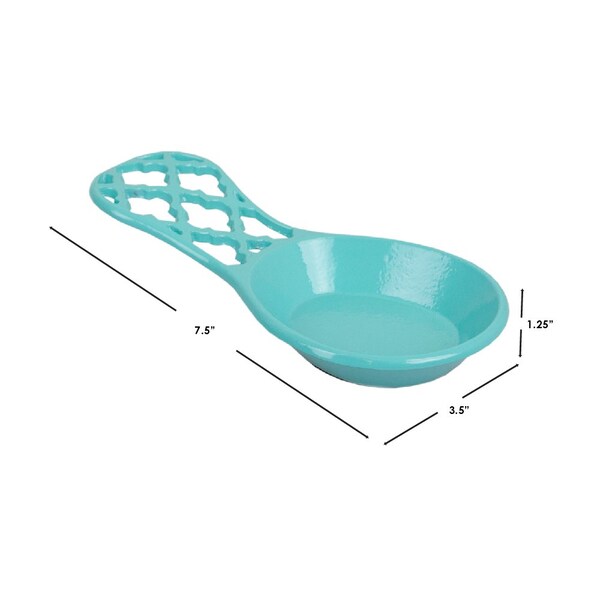 Hds Trading Lattice Collection Cast Iron Spoon Rest, Turquoise - ZOR96051