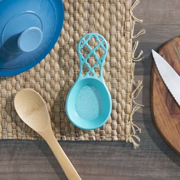 Hds Trading Lattice Collection Cast Iron Spoon Rest, Turquoise - ZOR96051