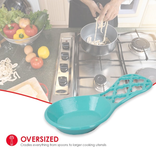 Hds Trading Lattice Collection Cast Iron Spoon Rest, Turquoise - ZOR96051