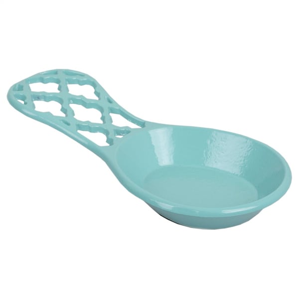 Hds Trading Lattice Collection Cast Iron Spoon Rest, Turquoise - ZOR96051