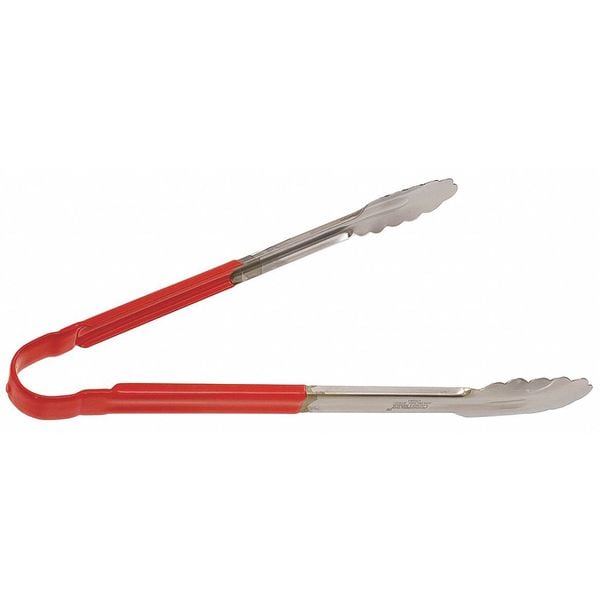 Crestware Tong, Red, 12 in. L, Stainless Steel - CG12R