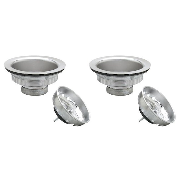Plumb Pak Basket Strainer with Fixed Post, Stainless Steel, For 312 in Dia Opening Sink - K5414-2