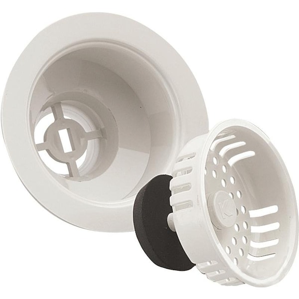 Plumb Pak Color Line Series K1442WH Basket Strainer with Fixed Post, 4716 in Dia, Plastic - K1442WH/PP5460