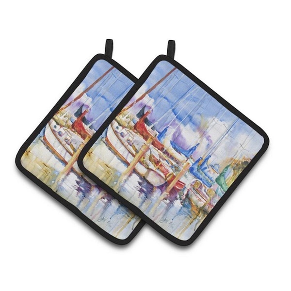 Carolines Treasures Runaway Sailboats Pair of Pot Holders, 7.5 x 3 x 7.5 in. - JMK1233PTHD