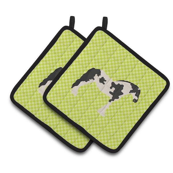 Carolines Treasures Cyldesdale Horse Green Pair of Pot Holders - BB7738PTHD