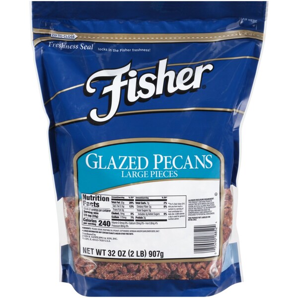 Piezas grandes de nuez glaseadas Fisher Fisher de 32 oz., paquete de 3 - 18852.