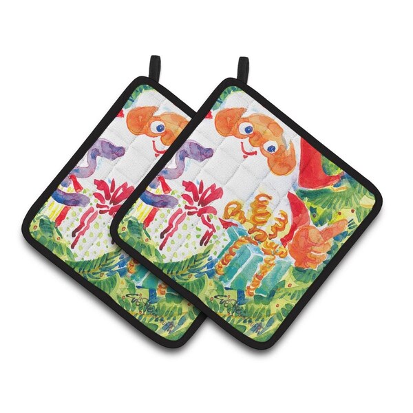 Carolines Treasures Christmas Santa Claus You Better Watch out Pair of Pot Holders - 6121PTHD