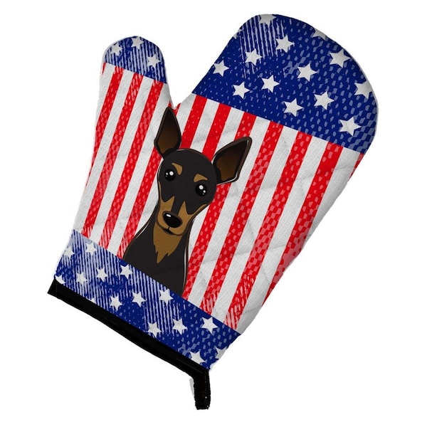 Carolines Treasures American Flag and Min Pin Oven Mitt - BB2170OVMT