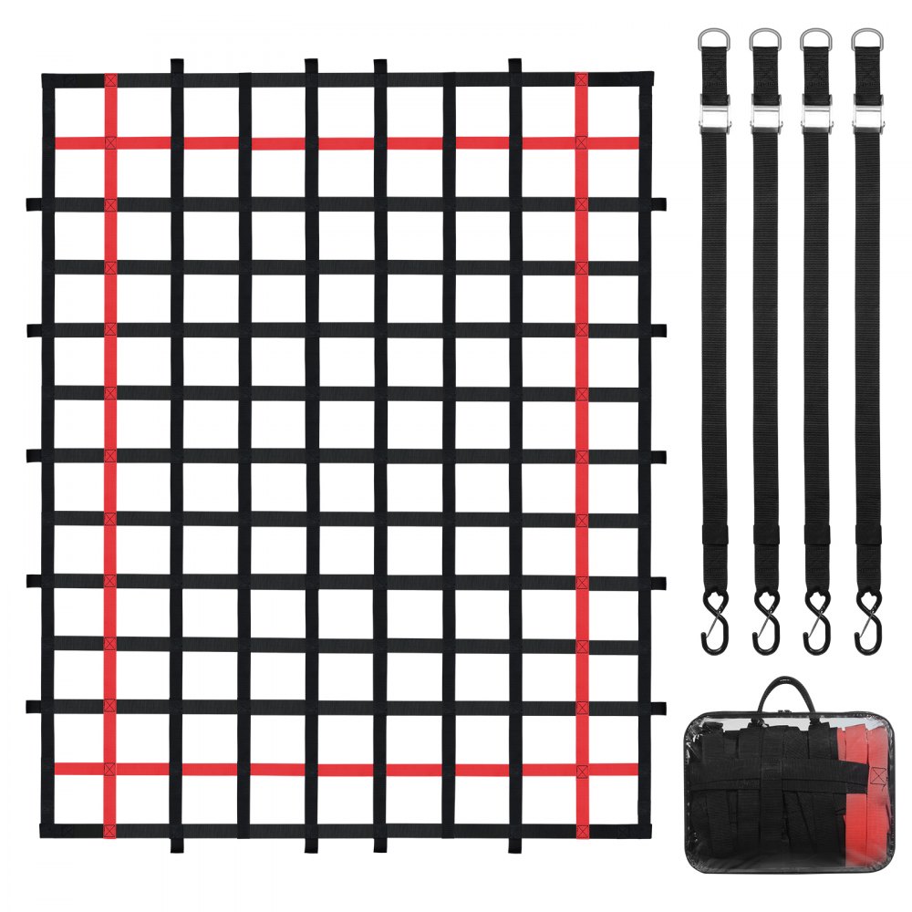 VEVOR Cargo Net Heavy Duty Cargo Net 96" x 72" Adjustable Buckles & S-Hooks - HWGDWWMESHWFNDZEWV0