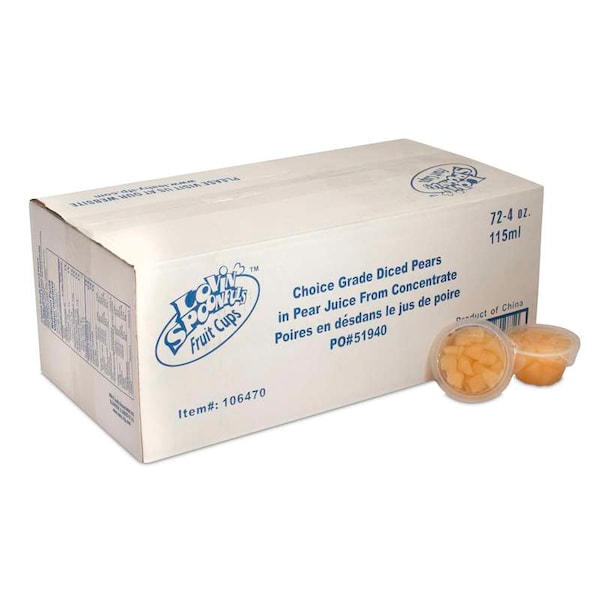 Cucharadas de amor - 4 oz. Peras en cubitos, PK72 - 106470