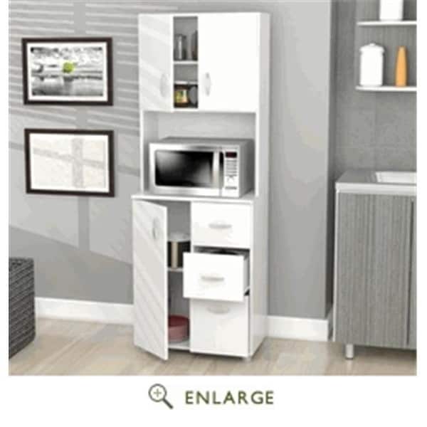 Inval America Inval America GCM-043 Kitchen Storage Cabinet Melamine; Laricina - White - GCM-043