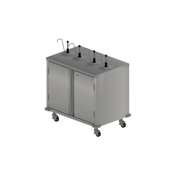Bk Resources Stainless Steel Single Sided 2 Condiment Cart With 4 Pumps 36"L x 24"W - CC-R-364