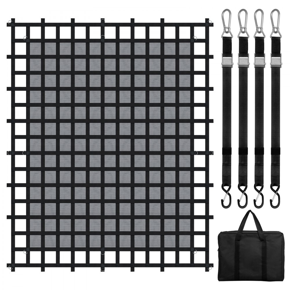 VEVOR Cargo Net Heavy Duty Cargo Net 120" x 105" Adjustable Buckles & S-Hooks - HWGDWYMESHWF059VTV0