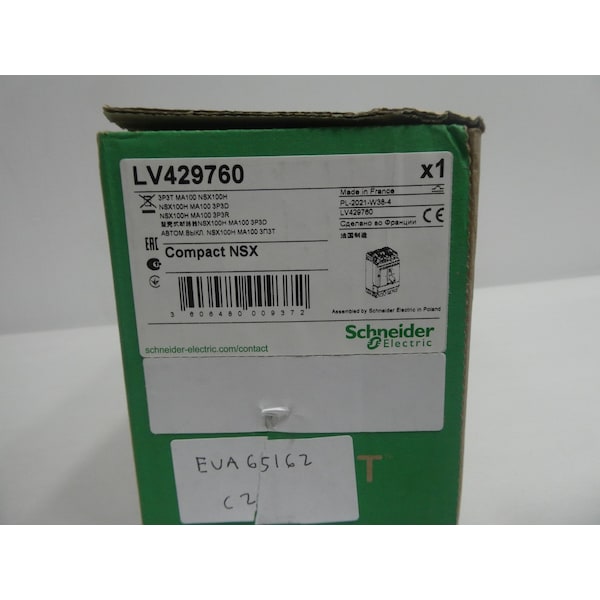 Schneider Electric Molded Case Circuit Breaker, 100A, 3 Pole, 690V AC, 85kA at 240V AC - LV429760