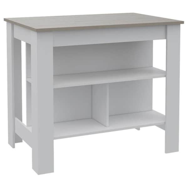 Depot E-Shop hygienic Delos Kitchen Island, White & Light Gray - DE-AZB5772