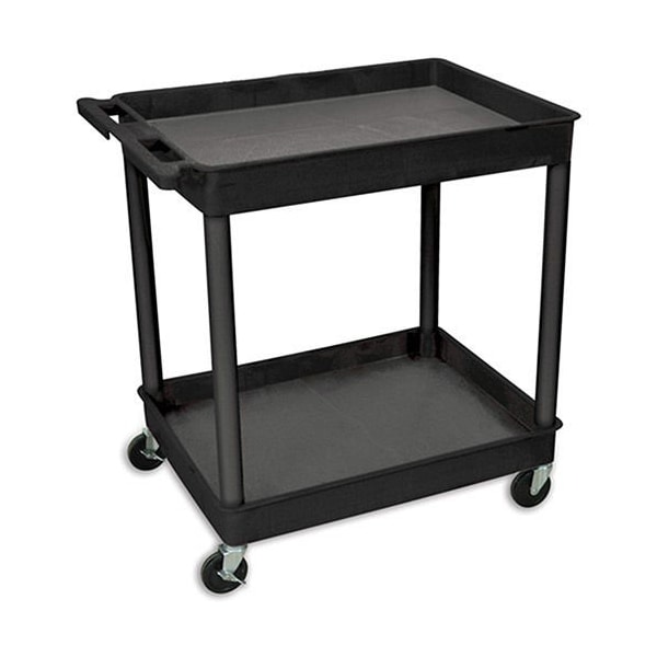 Luxor/H. Wilson Tray-Shelf Carts - 32inWx24inD Shelf - 38-1/2inH - Black - TC11-B