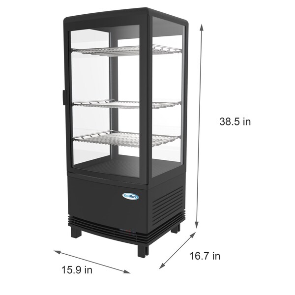 Koolmore Countertop Refrigerator Display Case Commercial Beverage Cooler with LED lighting - CDCU-3C-BK